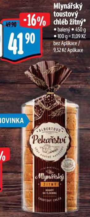 Mlynářský toustový chléb žitný, 450 g
