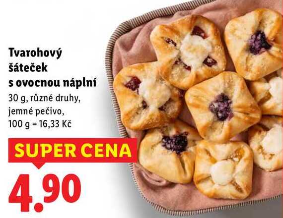 Tvarohový šáteček s ovocnou náplní, 30 g