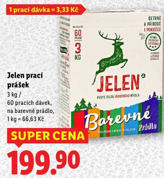 Jelen prací prášek, 3 kg/ 60 pracích dávek