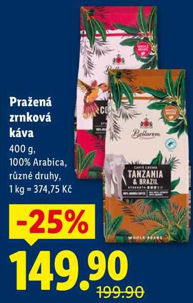 Pražená zrnková káva, 400 g