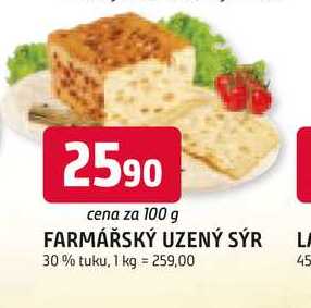 FARMÁŘSKÝ UZENÝ SÝR 30% tuku, 100 g
