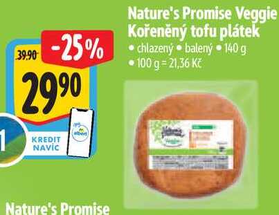 Nature's Promise Veggie Kořeněný tofu plátek , 140 g