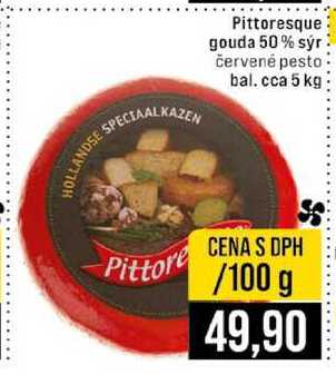 Pittoresque gouda 50% sýr červené pesto 100 g