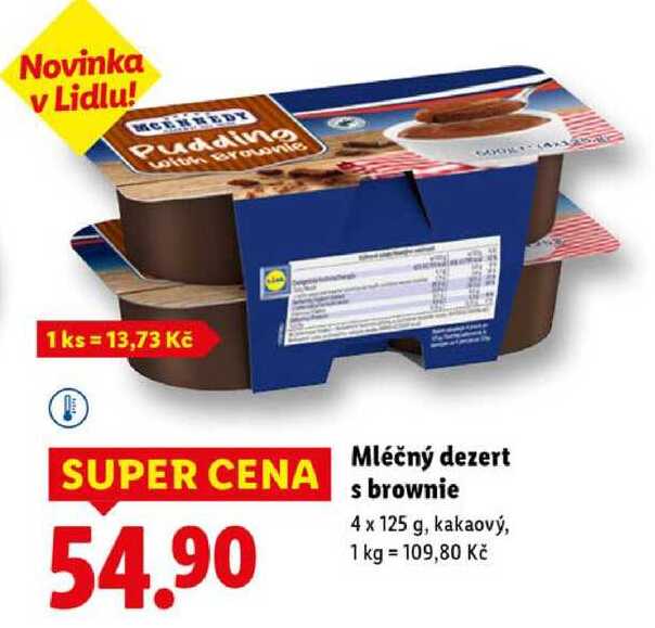 Mléčný dezert s brownie, 4x 125 g