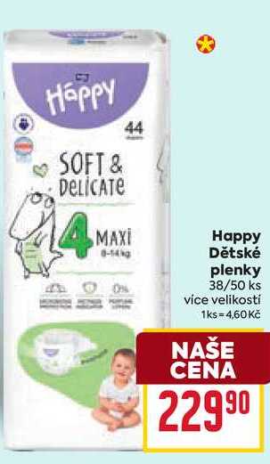 Happy Dětské plenky 0% 38/50 ks 