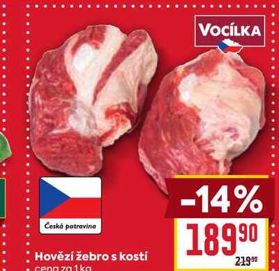 Hovězí žebro s kostí cena za 1 kg 