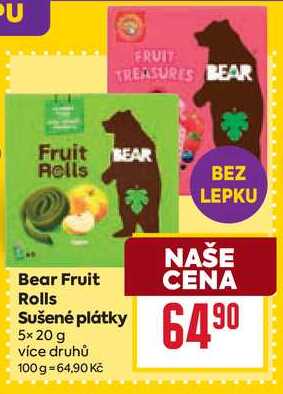 Bear Fruit Rolls Sušené plátky 5x20 g