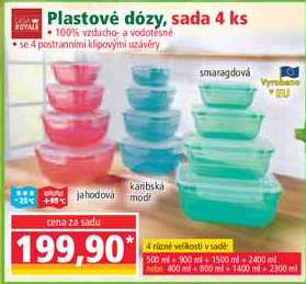Plastové dózy, sada 4 ks