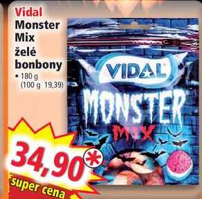 Vidal Monster Mix želė bonbony, 180 g