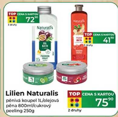 Lilien Naturalis pěnivá koupel IL/olejová pěna 800ml/cukrový peeling 250g 