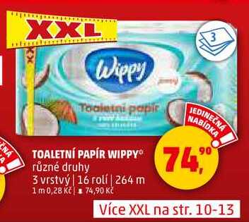 TOALETNÍ PAPÍR WIPPY, 16 rolí