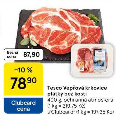 Tesco Vepřová krkovice plátky bez kosti, 400 g 