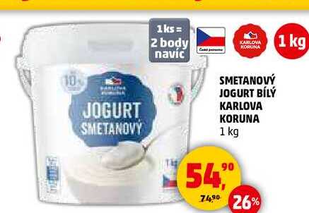 SMETANOVÝ JOGURT BÍLÝ KARLOVA KORUNA, 1 kg 