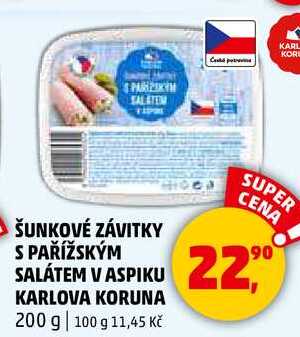 ŠUNKOVÉ ZÁVITKY S PAŘÍŽSKÝM SALÁTEM V ASPIKU KARLOVA KORUNA, 200 g