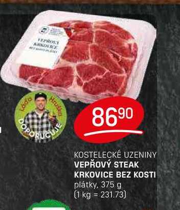 VEPŘOVÝ STEAK KRKOVICE BEZ KOSTI plátky, 375 g