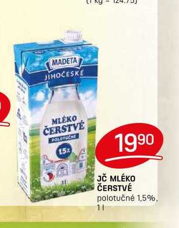 JČ MLÉKO ČERSTVÉ polotučné 1,5%, 1l