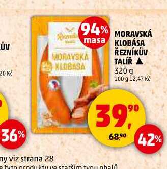 MORAVSKÁ KLOBÁSA ŘEZNÍKŮV TALÍŘ, 320 g