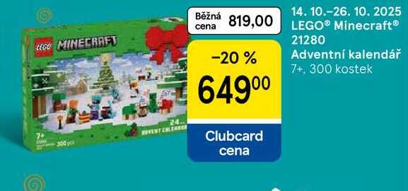 LEGO® Minecraft® 21280 Adventní kalendář 7+, 300 kostek 