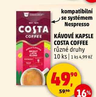 KÁVOVÉ KAPSLE COSTA COFFEE, 10 ks 