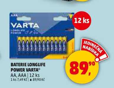 BATERIE LONGLIFE POWER VARTA AA, AAA, 12 ks