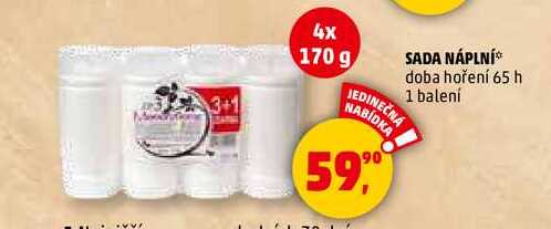 SADA NÁPLNÍ doba hoření 65 h 4x 170 g, 1 balení 