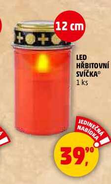 LED HŘBITOVNÍ SVÍČKA, 1 ks