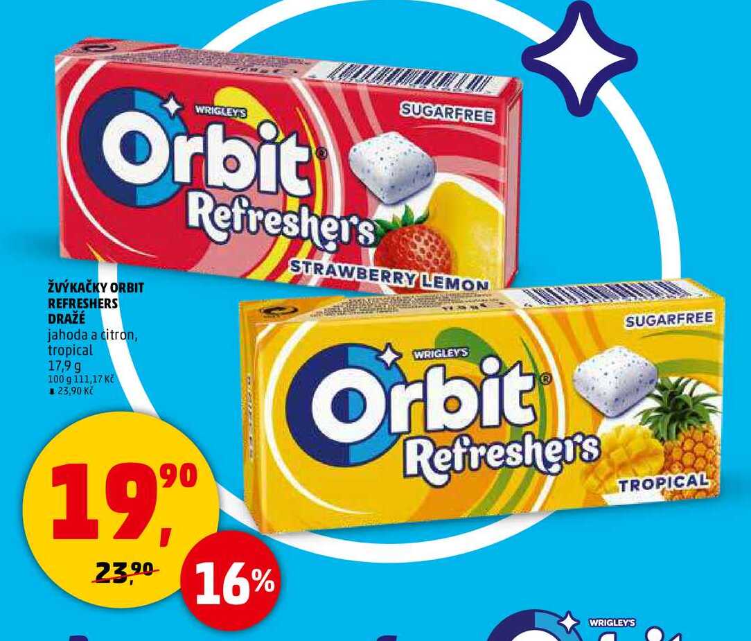 ŽVÝKAČKY ORBIT REFRESHERS DRAŽÉ, 17,9 g 