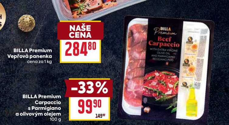 BILLA Premium Carpaccio s Parmigiano a olivovým olejem 100 g 