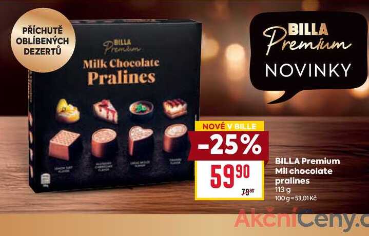 BILLA Premium Mil chocolate pralines 113 g 