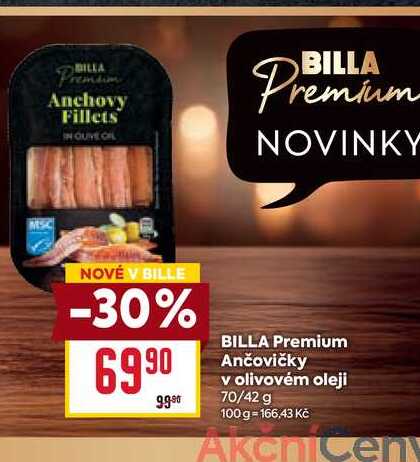 BILLA Premium Ančovičky v olivovém oleji 70/42 g 