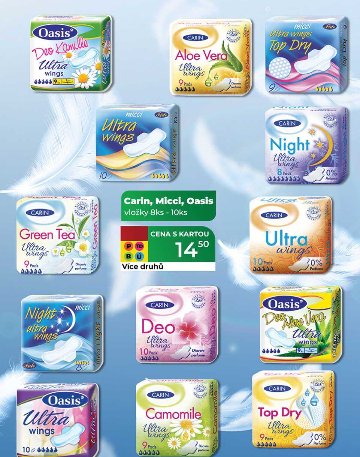 Carin, Micci, Oasis vložky 8ks - 10ks 