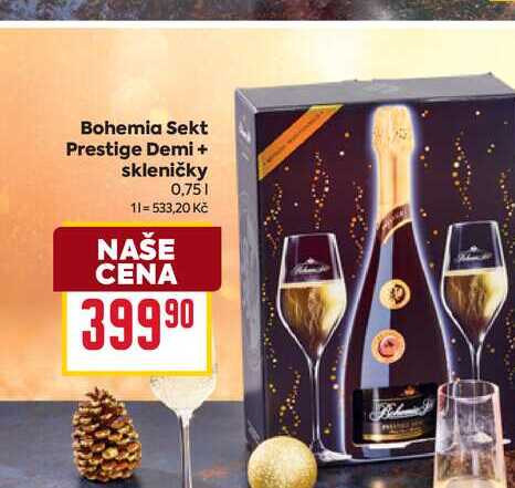 Bohemia Sekt Prestige Demi + skleničky 0,75l