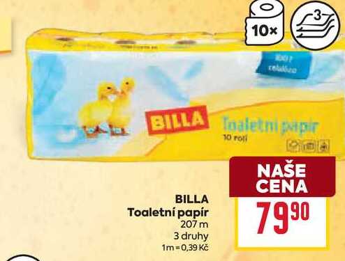 BILLA Toaletní papír 207 m 