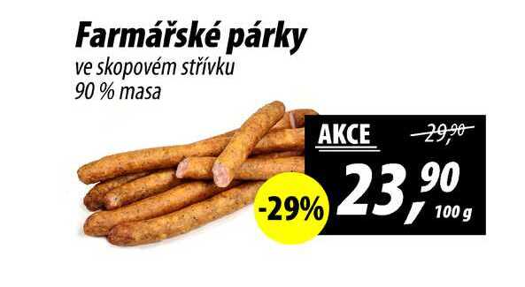 Farmářské párky ve skopovém střívku 90% masa, 100 g
