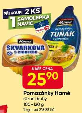Hamé Pomazánky různé druhy 100-120 g