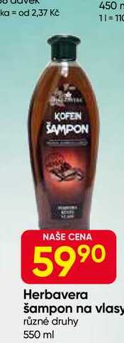Herbavera šampon na vlasy různé druhy 550 ml