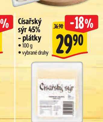 Císařský sýr 45% - plátky  100 g 