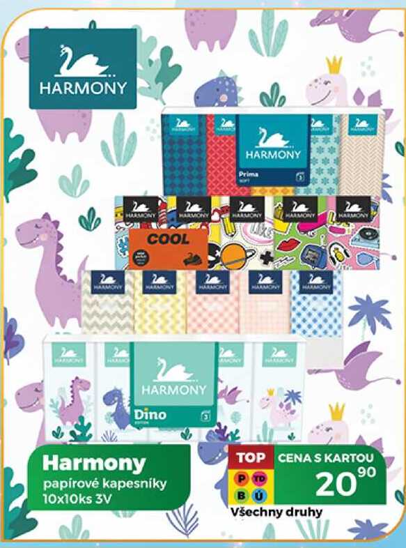 Harmony papírové kapesníky 10x10ks 3V 