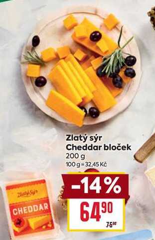Zlatý sýr Cheddar bloček 200 g 