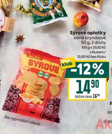 Sýrové oplatky slané bryndzové 50 g