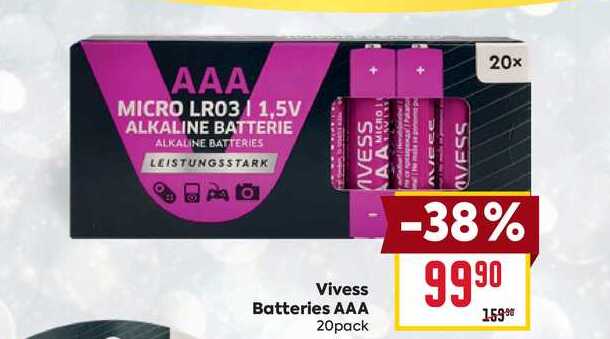 Vivess Batteries AAA 20pack