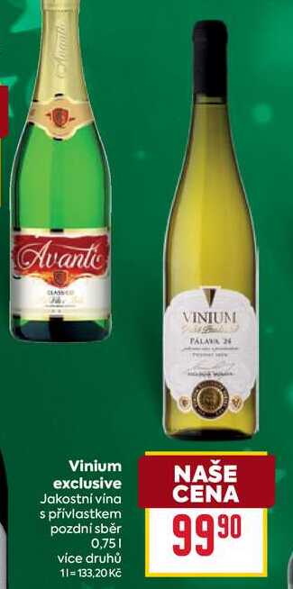 Vinium exclusive Jakostní vina s přívlastkem pozdní sběr 0,75l