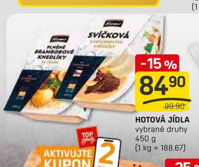 HOTOVÁ JÍDLA vybrané druhy 450 g