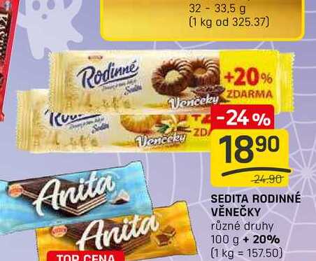 SEDITA RODINNÉ VĚNEČKY různé druhy 100 g 