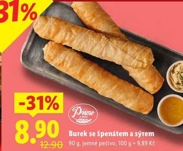 Burek se špenátem a sýrem, 90 g