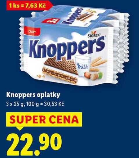 Knoppers oplatky, 3x 25 g