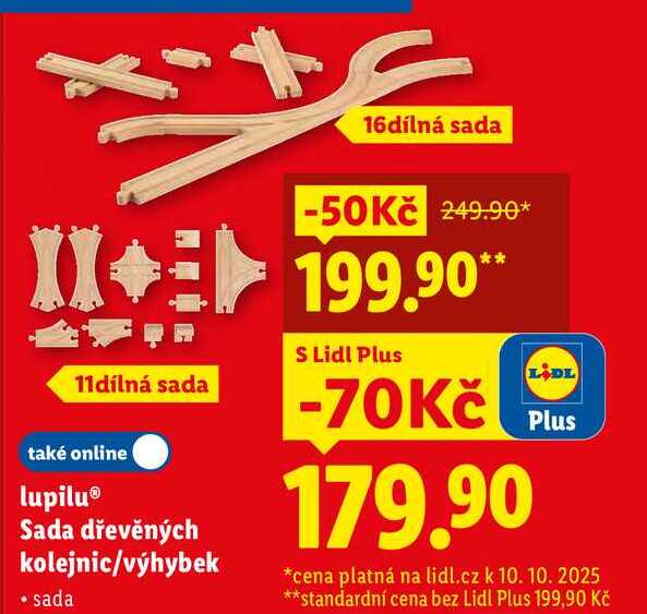 lupilu Sada dřevěných kolejnic/výhybek 