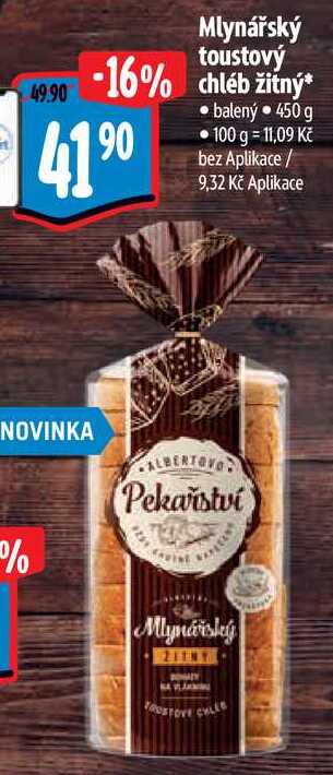 Mlynářský toustový chléb žitný, 450 g