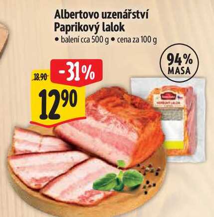 Albertovo uzenářství Paprikový lalok, cena za 100 g 