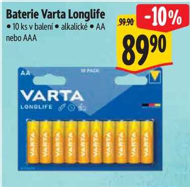 Baterie Varta Longlife, 10 ks